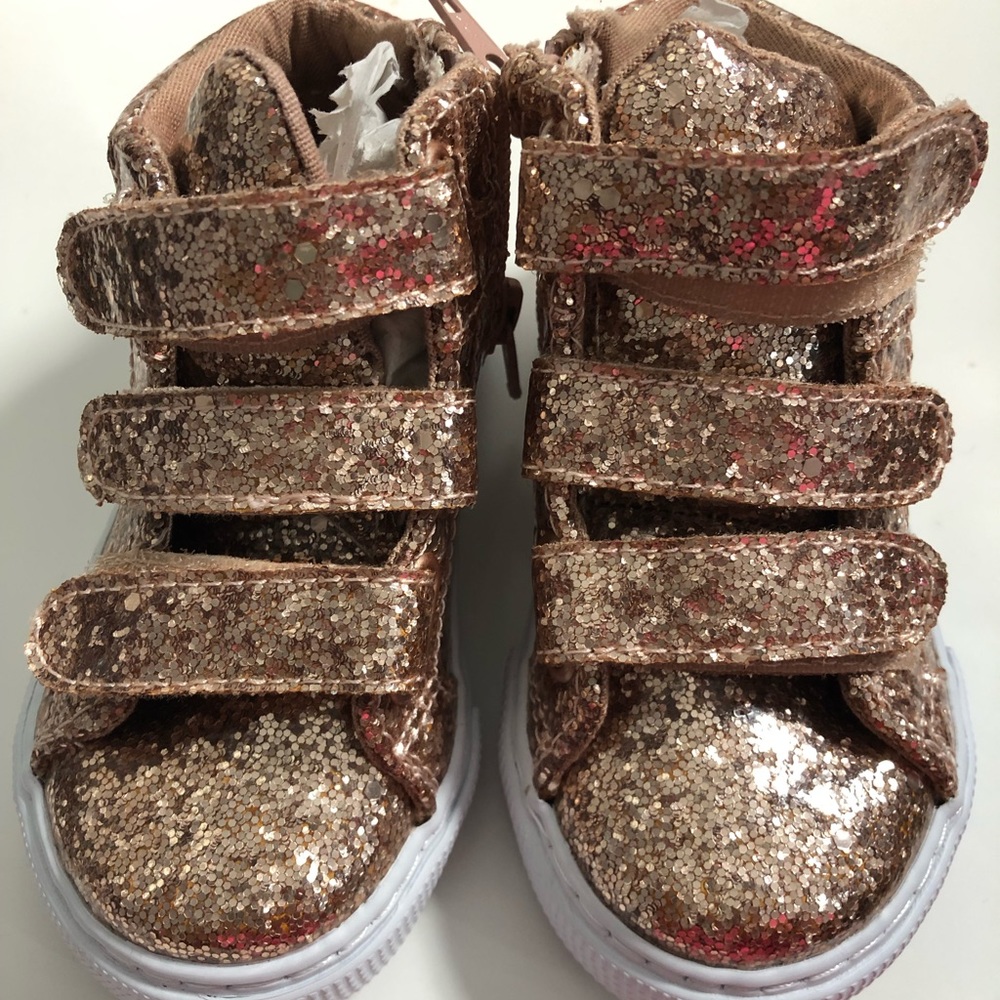 Gap rose gold glitter Velcro high top sneakers